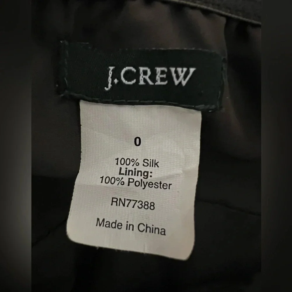 J. Crew Strapless Silk Chiffon Dress. Size 0.  Chocolate brown